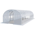 Toolport serre de jardin serre tunnel plastique robuste 3x8m - bche pe 180g / m blanc transparent
