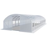 Toolport serre de jardin serre tunnel plastique robuste 4x10m - bche pe 180g / m blanc transparent