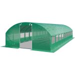Toolport - serre de jardin serre tunnel plastique robuste 4x10m - bche pe 180g / m vert transparent ...