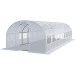 Toolport - serre de jardin serre tunnel plastique robuste 4x8m - bche pe 180g / m blanc transparent ...