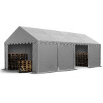 Toolport - tente de stockage 4x8 m bches en pvc 750 n gris impermable avec cadre de sol