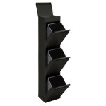 Top poubelle de recyclage en acier, poubelle de tri s�lectif, 3 seaux, avec plateau sup�rieur multifonction, ...