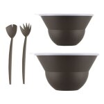 Lot de 2 saladiers 3l / 4. 9l avec couvercle + couverts marron bodum k2551 - 451 - 143s - 1