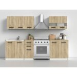 Elif - cuisine complte modulaire + linaire l 200 cm 6 pcs - plan de travail inclus - ensemble meubles ...