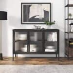 Torana - buffet noir 105x35x70 cm verre et acier