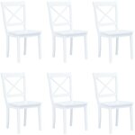 Torana - chaises � manger lot de 6 blanc bois d'h�v�a massif