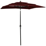 Torana - vidaxl parasol � 3 niveaux avec m�t en aluminium bordeaux 2x2 m