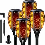 Kesser - torche de jardin kit solaire lampes solaires flamme avec support mural + piquet de terre capteur ...