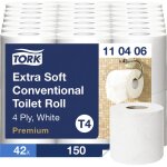 Papier toilette rouleau traditionnel extra - doux blanc t4, premium, 4 plis, 6 x 150 feuilles, 110406 ...