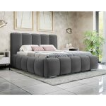 Bestmobilier - torreon - lit coffre - 140x200 - sommier inclus - en velours - gris fonc