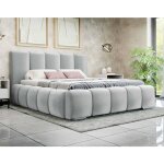 Bestmobilier - torreon - lit coffre - 160x200 - sommier inclus - en velours - gris clair