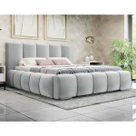 Bestmobilier - torreon - lit coffre - 180x200 - sommier inclus - en velours - gris clair