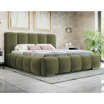 Torreon - lit coffre - 180x200 - sommier inclus - en velours - vert