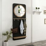 Toscohome - armoire d'entre avec miroir et porte - manteau noir 60 cm - slimin