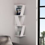Toscohome - biblioth�que murale d'angle blanche 85h cm - zena