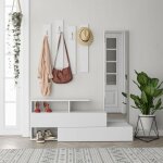 Toscohome - meuble d'entrée avec miroir et meuble à chaussures 137 cm blanc - ramda Toscohome - meuble d'entrée avec miroir et meuble à chaussures 137 cm blanc - ramda