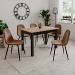 Toscohome - table à rallonge couleur chêne et pieds noirs 120x70 cm - coburg Toscohome - table à rallonge couleur chêne et pieds noirs 120x70 cm - coburg
