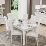 Table � rallonge en bois blanc 160x90 cm - giselle