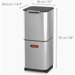 Totem poubelle compacte pour dchets et recyclage de joseph joseph - acier inoxydable, 40 l, conception ...