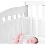 Tours de lit en maille respirant 4 cts anti - collision pour lit bb - blanc debuns