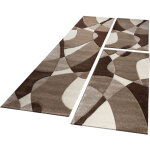 Paco home - tour de lit tapis de couloir tapis poils ras g�om�trique brun beige 3 pi�ces 2x 60x110 1x ...