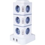 Tour multiprise, 12 prises multiprise electrique (2500w / 10a) avec 4 ports usb, multi prises �lectriques ...