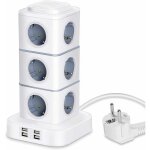 Tour multiprise, 12 prises multiprise electrique (2500w / 10a) avec 4 ports usb, multi prises �lectriques ...