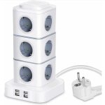 Tour multiprise, 12 prises multiprise electrique (2500w / 10a) avec 4 ports usb, multi prises �lectriques ...