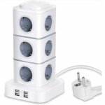Tour multiprise, 12 prises multiprise electrique (2500w / 10a) avec 4 ports usb, multi prises �lectriques ...