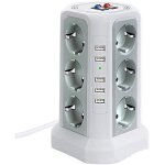 Tour multiprise parafoudre et surtension, multiprise electrique avec 5 ports usb et 12 prises, multiprise ...