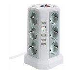Tour multiprise parafoudre et surtension, multiprise electrique avec 5 ports usb et 12 prises, multiprise ... Tour multiprise parafoudre et surtension, multiprise electrique avec 5 ports usb et 12 prises, multiprise ...