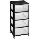 Tour de rangement 4 tiroirs 4 pieds amovibles dont 2 avec roues h 85 cm - five