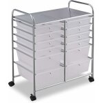 Costway tour de rangement � 12 tiroirs en blanc avec 4 roues pivotantes structure en fer blanc 64cm x ...
