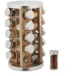 Relaxdays - tourniquet � �pices avec 20 pots en verre, rotatif 360�, acier inox, bois, hd 34 x 19, 5 ...
