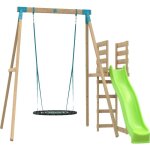 Tp toys - station alysse balançoire nid - toboggan - kit d'ancrage - bois carré fsc® h243 cm Tp toys - station alysse balançoire nid - toboggan - kit d'ancrage - bois carré fsc® h243 cm