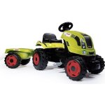 Tracteur a p�dales farmer xl + remorque - smoby - claas - siege ajustable - capot ouvrant - vert