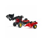 Tracteur a p�dales supercharger rouge avec pelle frontale articul�e et remorque - falk