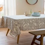 Tradilinge - nappe rectangulaire imprime graphique beige 170x170 cm