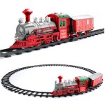 Train de no�l sous le sapin train �lectrique avec lumi�res voiture rouge et blanche