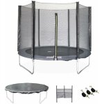 Sweeek - trampoline 250 cm. gris. avec filet de protection. bche. filet pour chaussures. kit d'ancrage ...