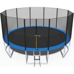 Trampoline 490 cm - avec filet et �chelle - bleu - jusqu'� 150 kg