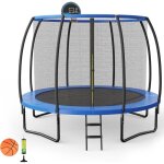 Trampoline enfant d. 305cm, avec panier de basketball / filet de s�curit� h. 180cm / anti uv, charge ...