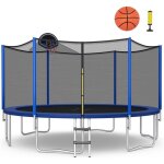 Trampoline d'ext�rieur d. 366cm avec panier de basket / filet de s�curit� h. 180cm / anti uv, charge ...