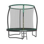 Trampoline ext�rieur diam�tre 244cm, avec �chelle et filet de protection - noir et vert