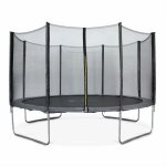 Trampoline rond � 400cm gris avec son filet de protection - mercure - trampoline de jardin 400 cm 4m ...
