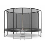 Jump4fun - trampoline semi - pro 14ft / 427cm noir avec filet de scurit, tapis de saut, coussin de ...