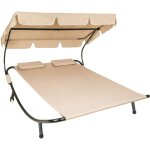 Transat 2 places - chaise longue, bain de soleil, transat jardin - noir / beige