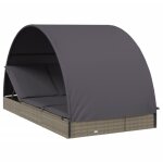 Vidaxl ? transat 2 places avec toit rond gris ? dimensions 211x112x140 cm ? mat�riau r�sine tress�e et ...
