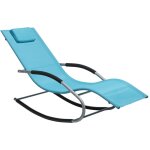 Transat bain de soleil fonction bascule en acier noir et textile bleu turquoise matires durables et ...