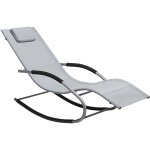 Transat bain de soleil fonction bascule en acier noir et textile gris matières durables et design moderne ... Transat bain de soleil fonction bascule en acier noir et textile gris matières durables et design moderne ...